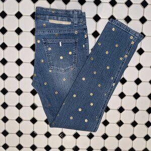 Stella McCartney, denim, blue, jeans, with gold polka dots